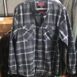 DIXXON “The Paulson” Navy Blue Gray and White Flannel Shirt